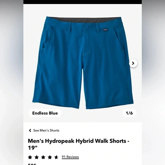 Patagonia Men's Hydropeak Hybrid Walk Shorts outdoor summer - Picture 2 of 5